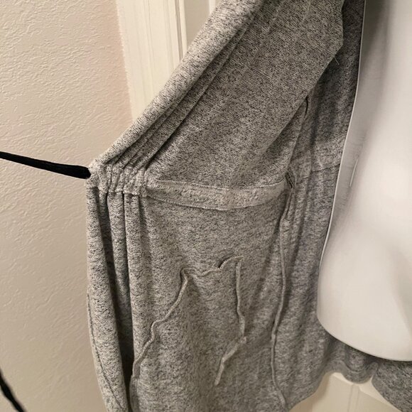 Chicos Zenergy Gray & Black Hooded Open Front Cardigan‎ Jacket Women’s 3, 16-18 - Picture 10 of 16